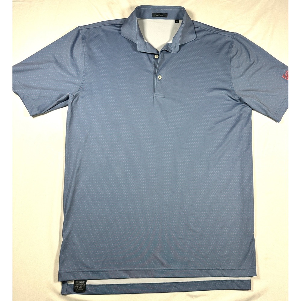 Turtleson Mens Performance Polo Shirt Blue Red Micro Dot Stretch Golf Top Size M